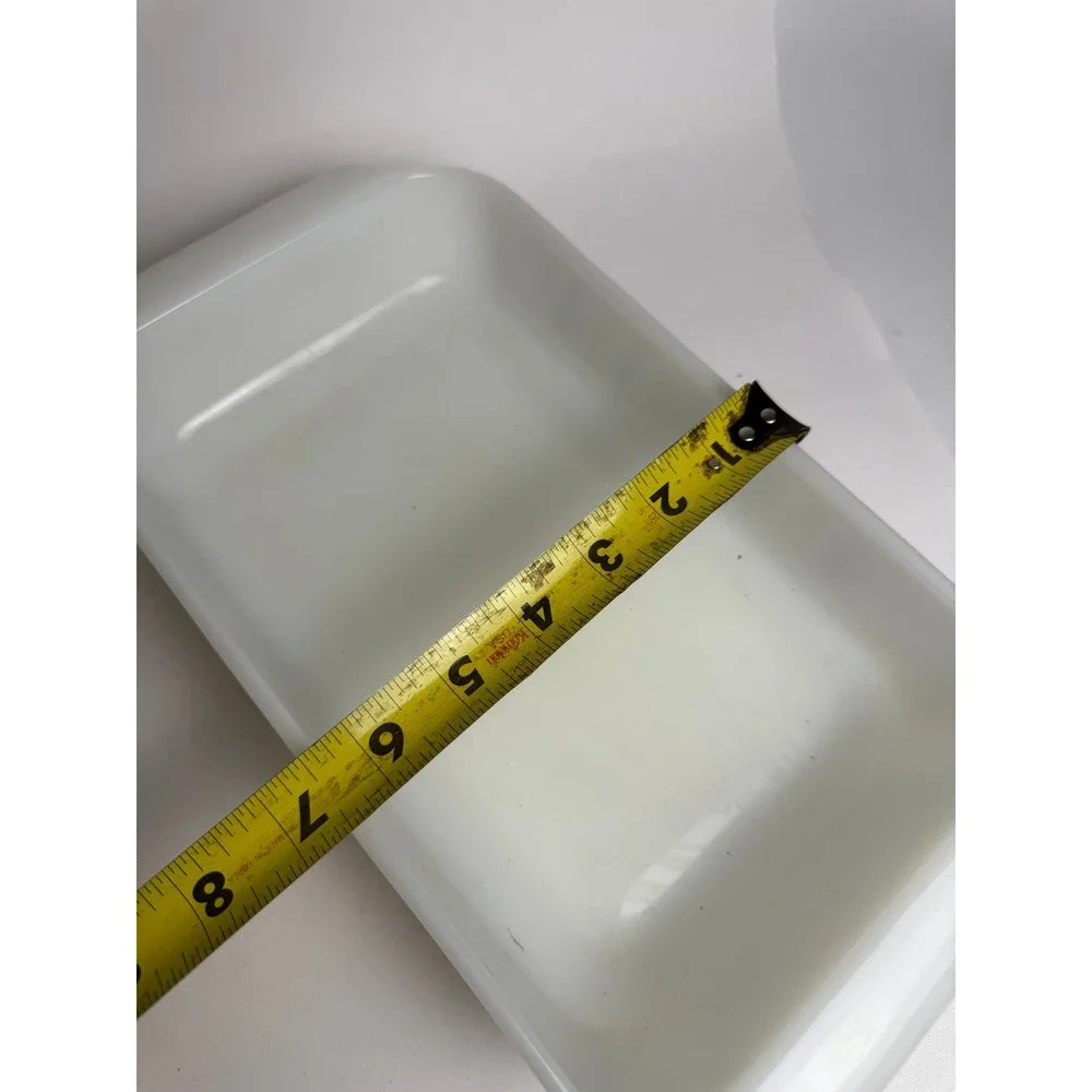 Vintage Fire-King Atomic Star Milk Glass Baking Dish Rectangular 1.5 Qt MCM
